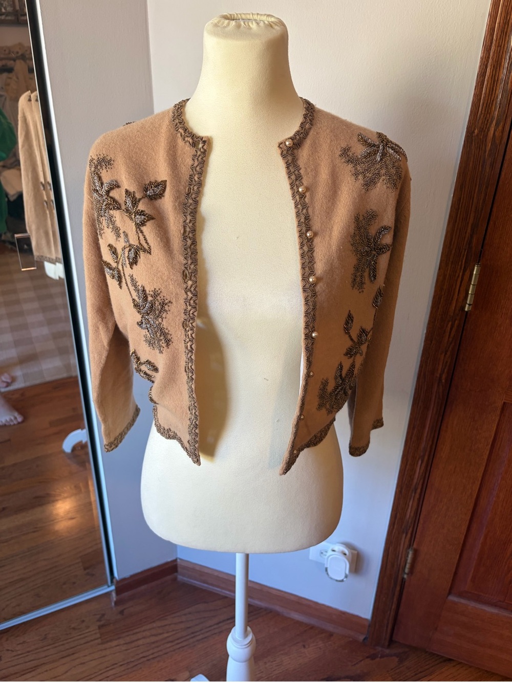 Vtg Vintage 1950s Gene Shelly Beaded Pinup Rockabilly Marilyn Monroe Cardigan